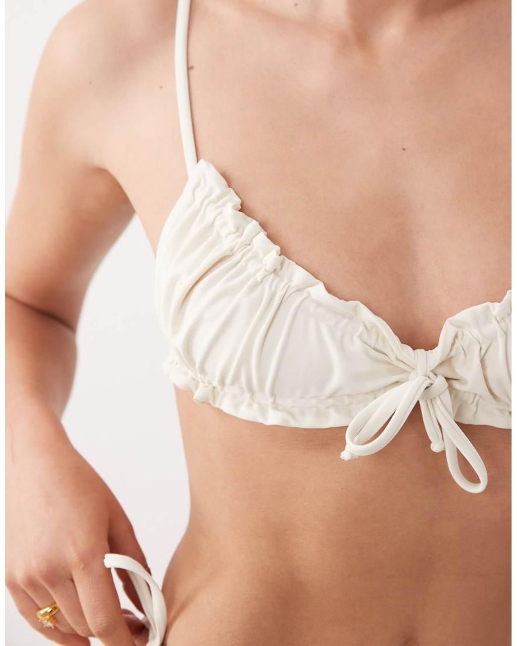 Miss Selfridge White Mix And Match Scrunchie Bikini Top