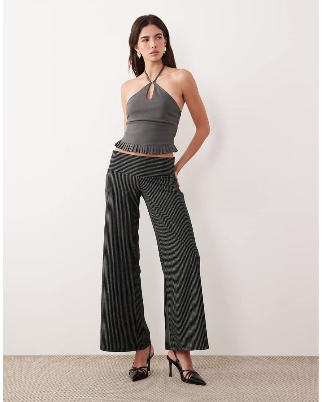 Motel Gray Lavena Ruffle Edged Halter Top
