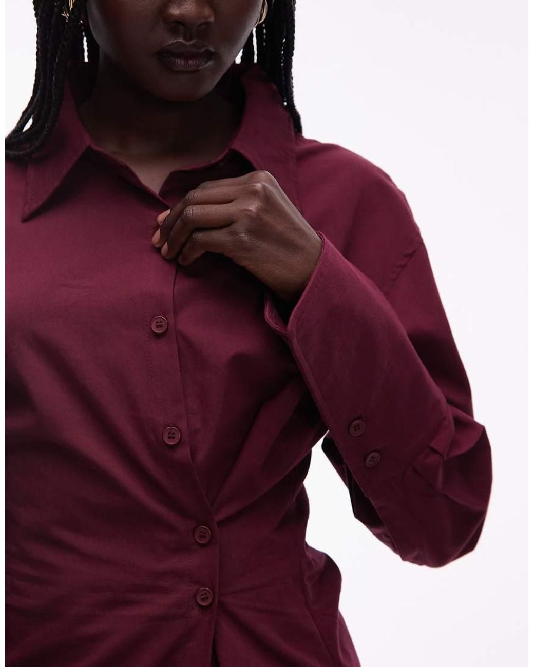 Lioness Red Sydney Collar Detail Multiway Button Front Cinched Waist Shirt