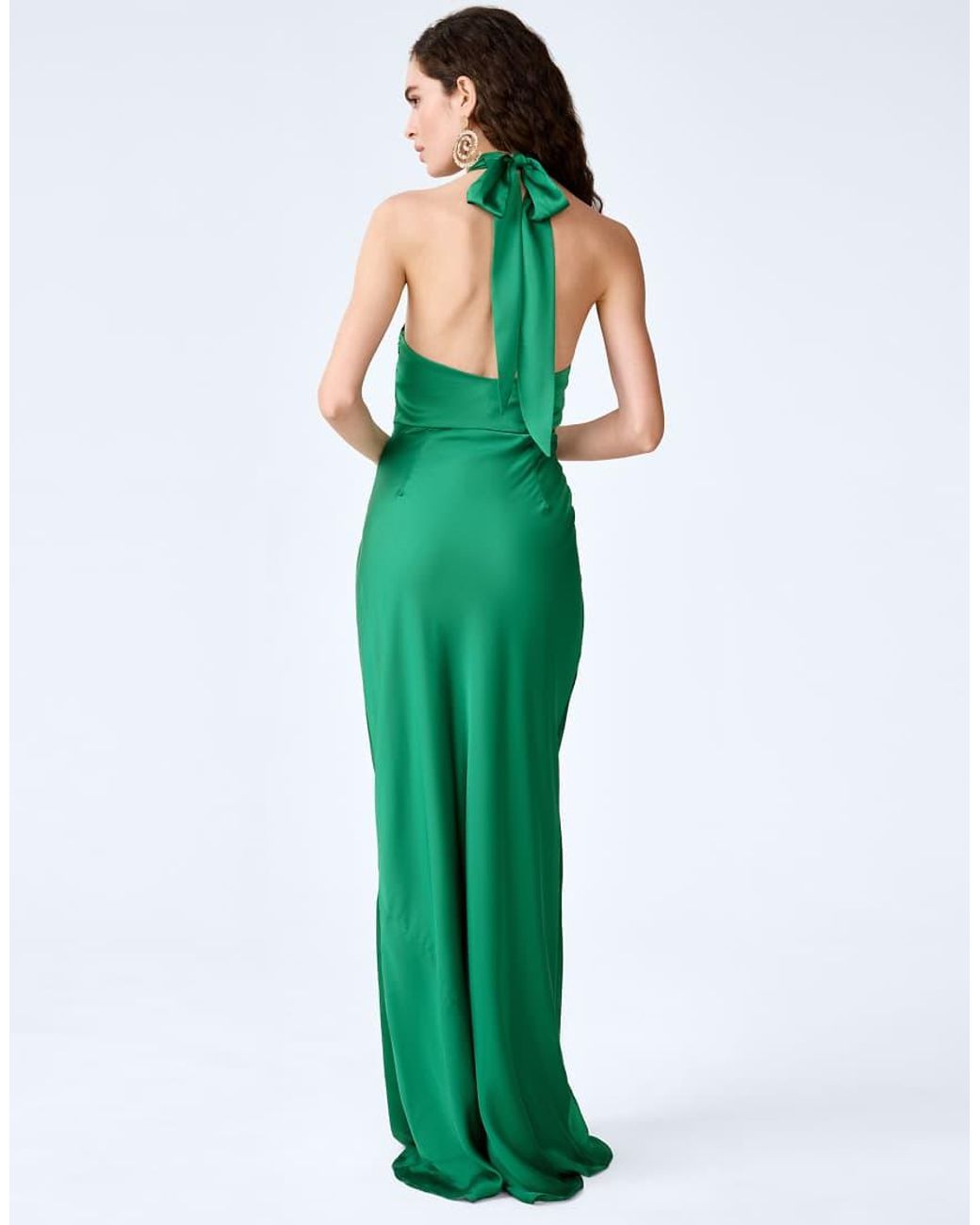 OMNES Green Dresses Arles Halterneck Satin Maxi Dress
