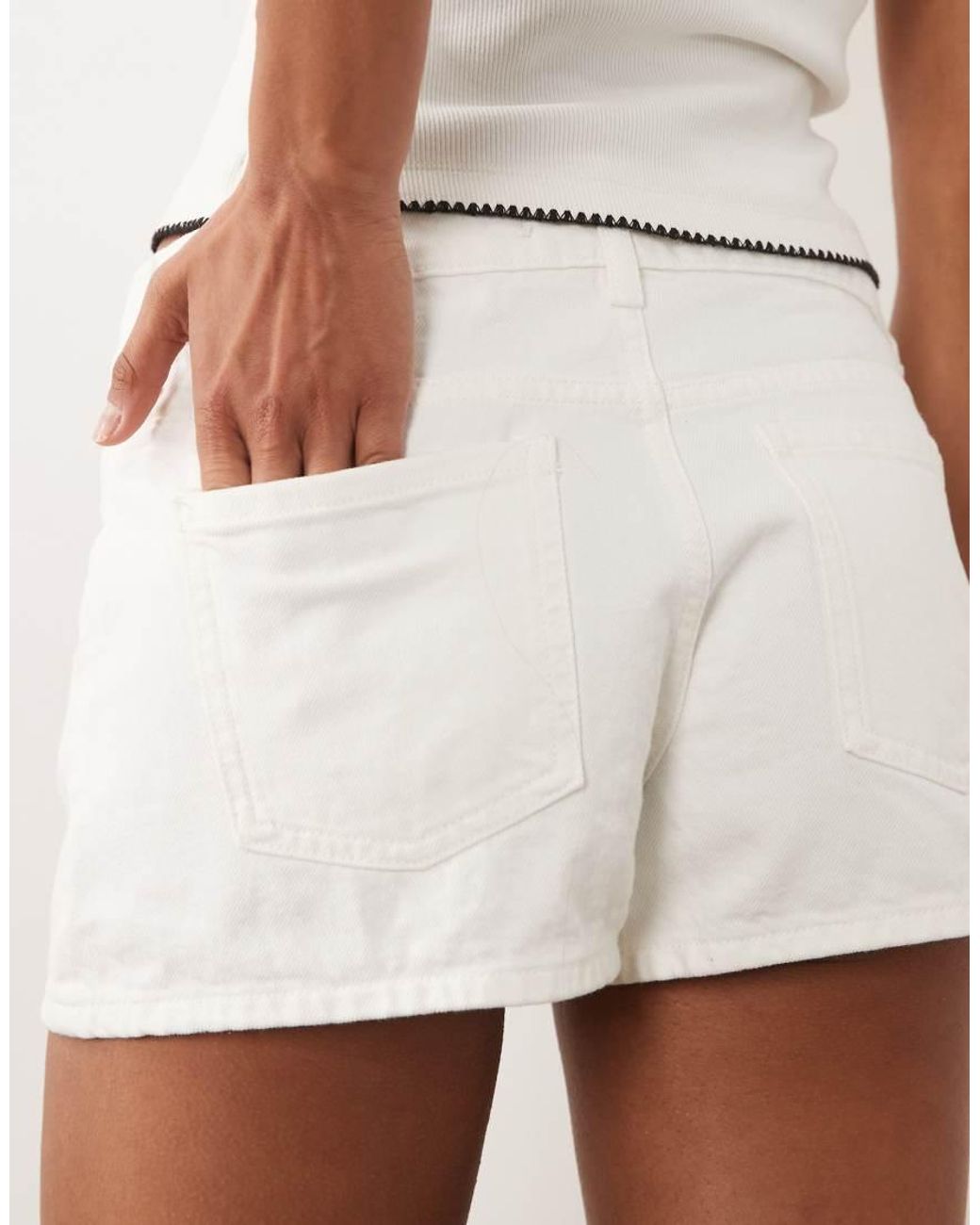 Mango White Teen Cross Waist Denim Short