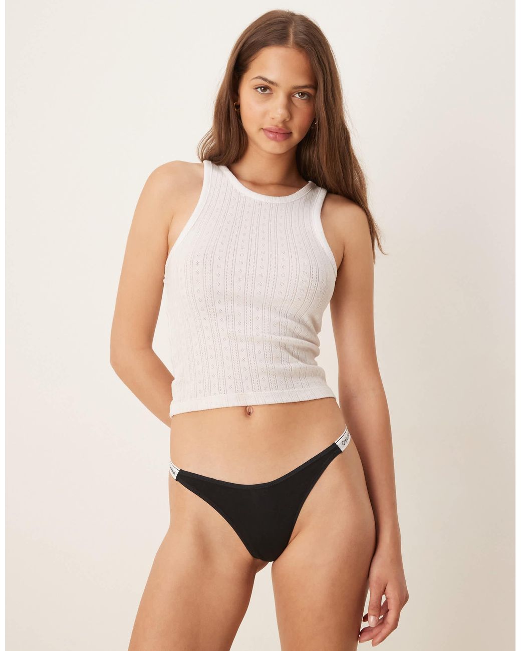 Modern - string échancré à logo Calvin Klein en coloris White