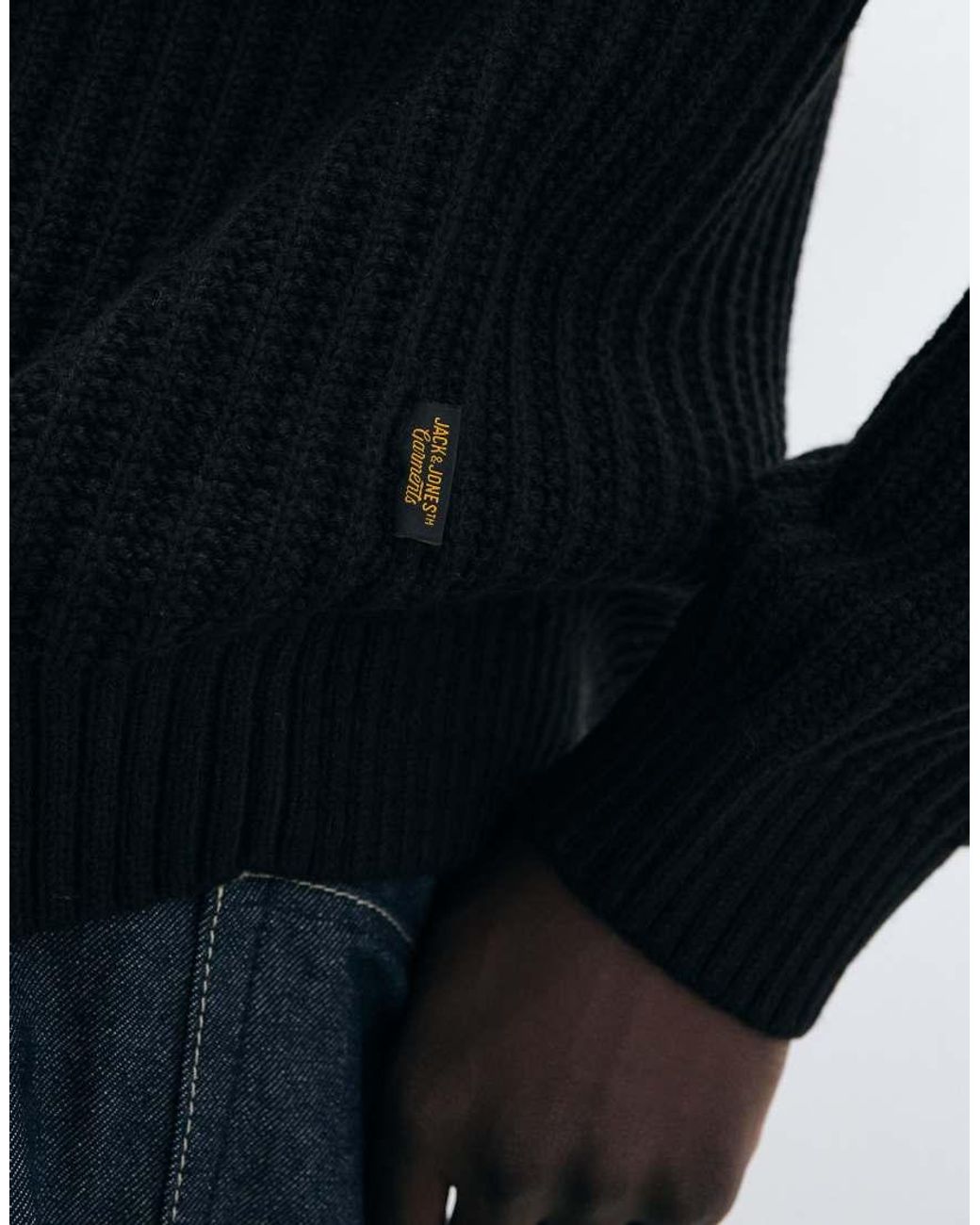 Jack & Jones Blue Ribbed Crew Neck Sweater for men