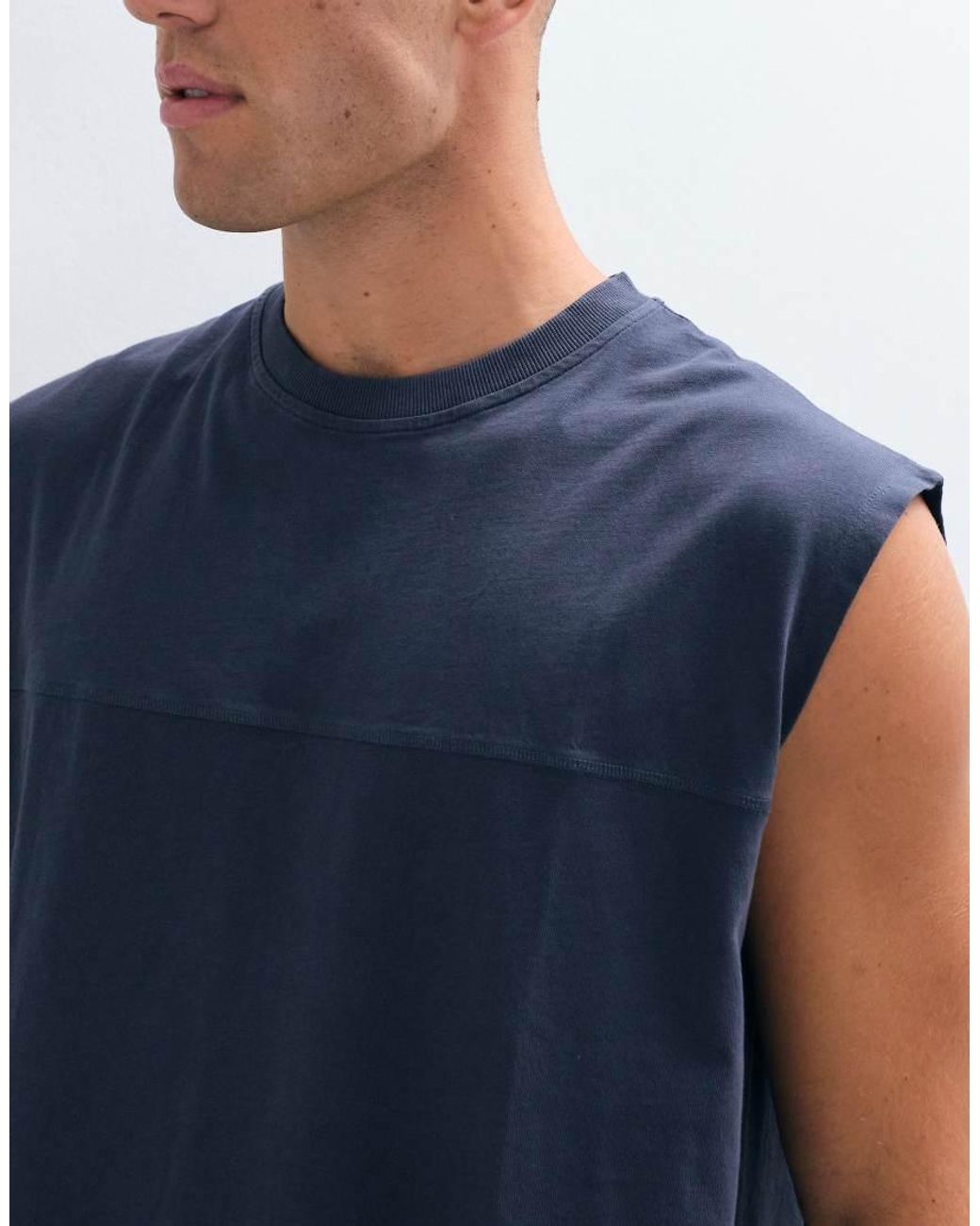 Collusion Blue Jersey Tank Top for men