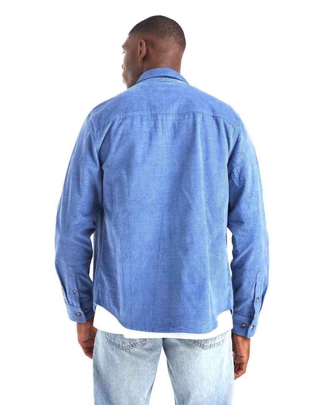 ASOS Blue Regular Cord Shirt for men