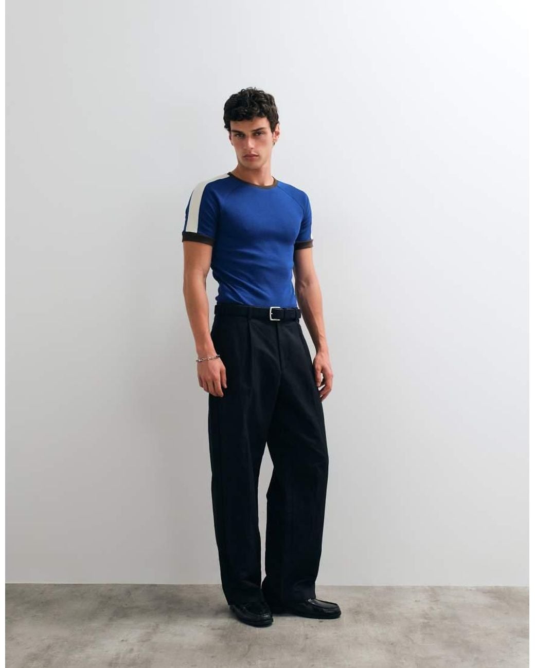 ASOS Blue Muscle Fit Raglan Ringer T-Shirt for men