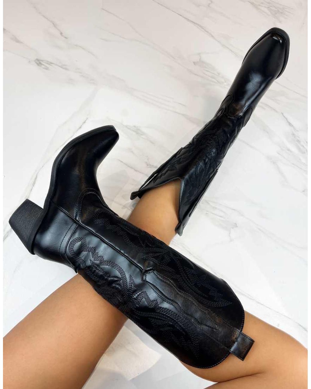GIA STUDIOS Black Cowboy Western Boots