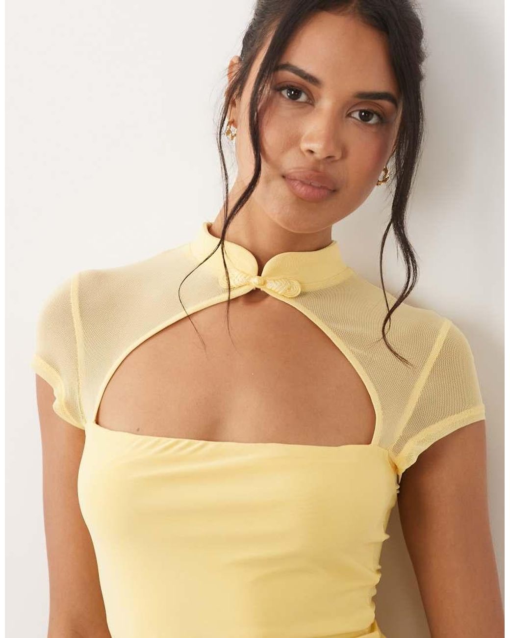 ASOS White Rouleau Loop Cut Out Top
