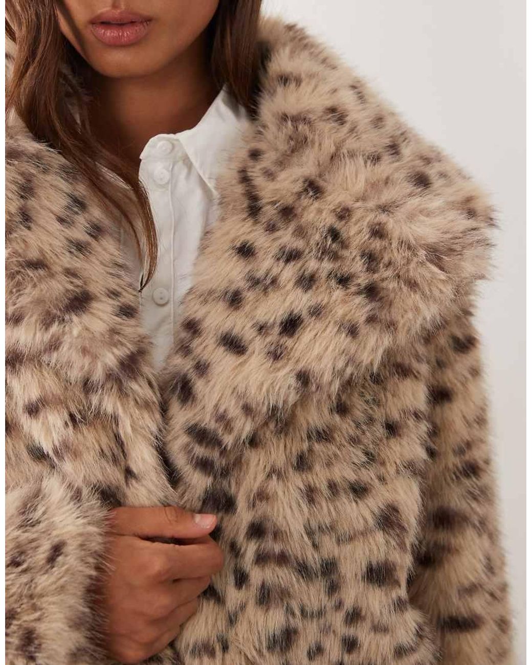 Miss Selfridge Brown Faux Fur Crop Jacket