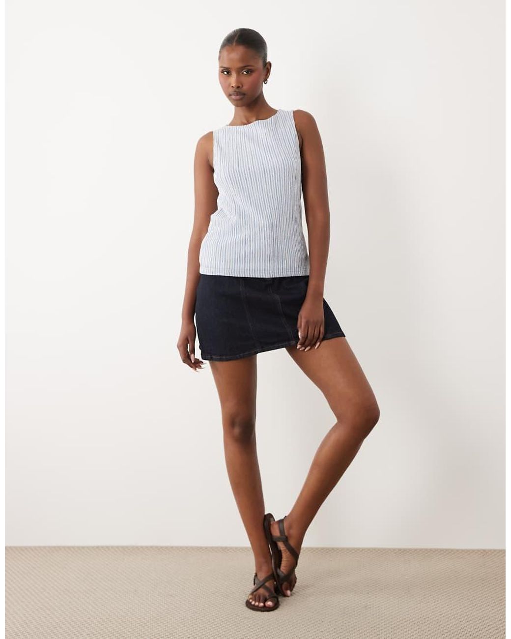 Aware Blue Seam Detail Mini Skirt