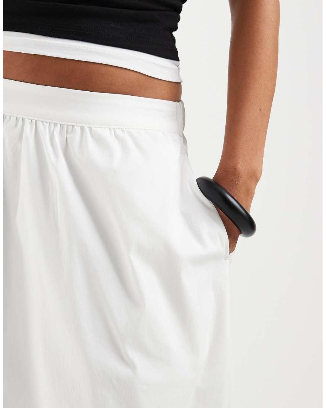 Vero Moda White Pull On Full Midi Skirt