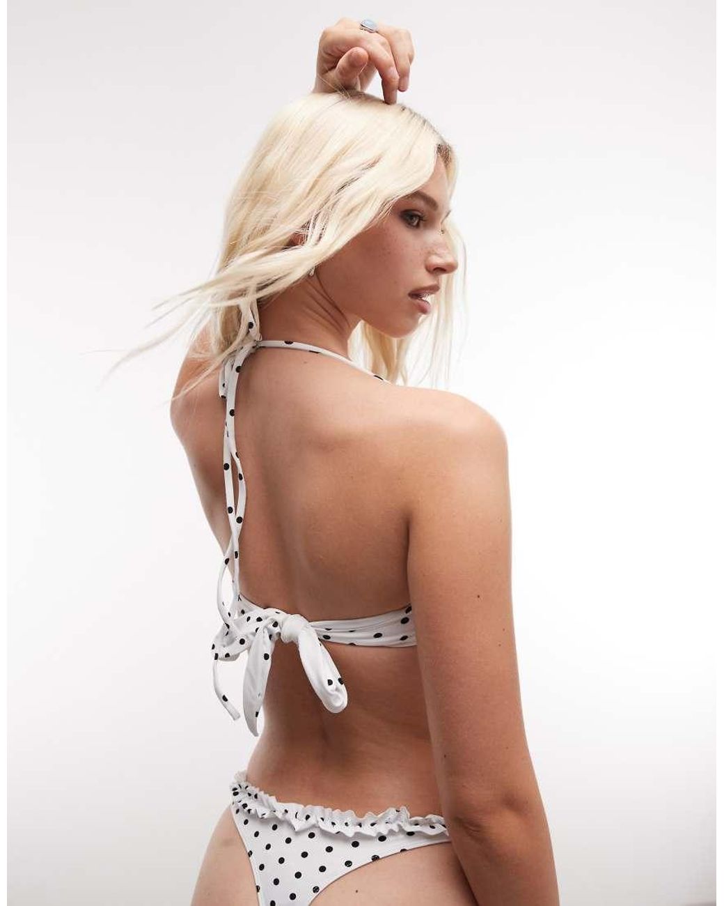 VDM The Label White Reversible Underwire Bikini Top With Frill Trim