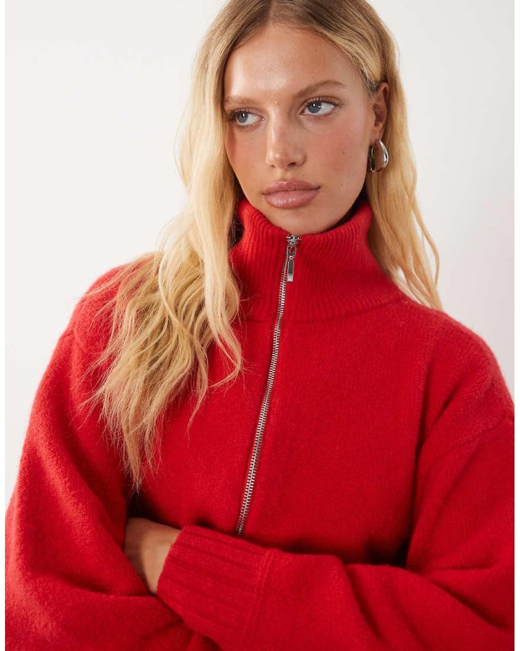 Abercrombie & Fitch Red 1/4 Zip Sweatshirt