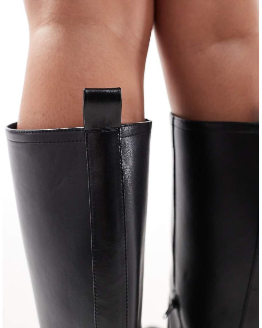 ASOS Blue Wide Fit Carmen Chunky Flat Knee Boots