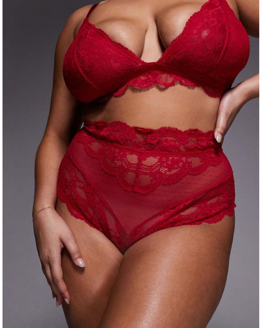 ASOS Red Asos Design Curve Lola Lace High Waist Brief