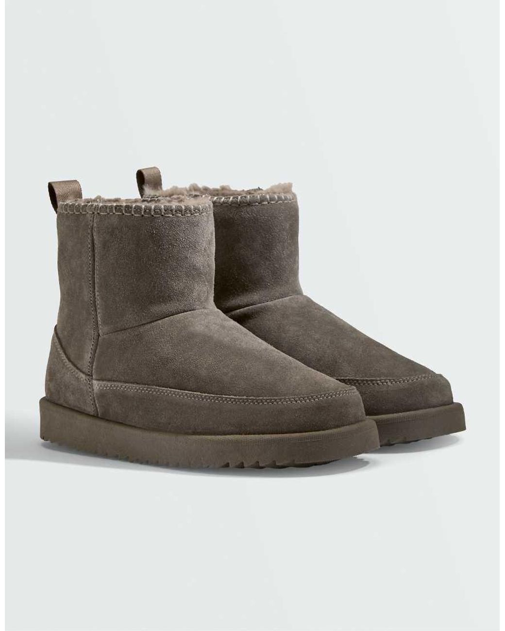 Oysho Brown Leather Ankle Boots