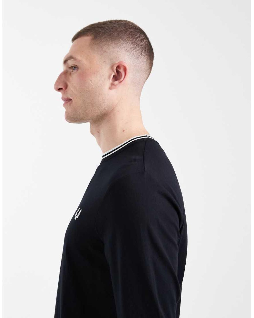 Fred Perry Blue Long Sleeve Twin Tipped Logo T-shirt for men