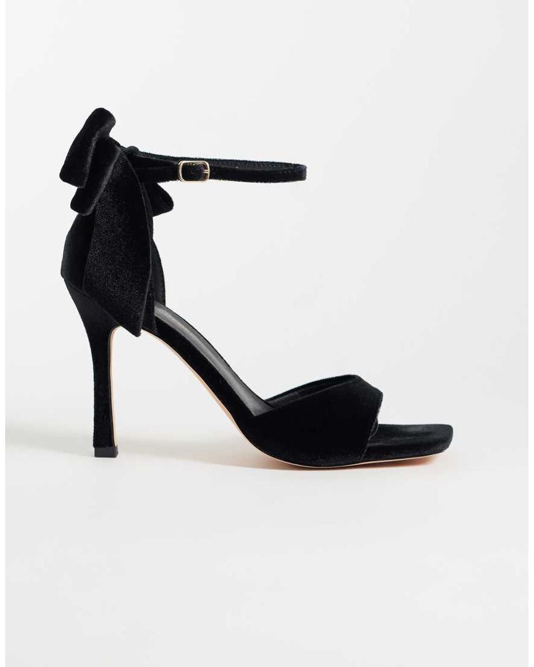 London Rebel Black Mila Bow Detail High Heeled Sandals