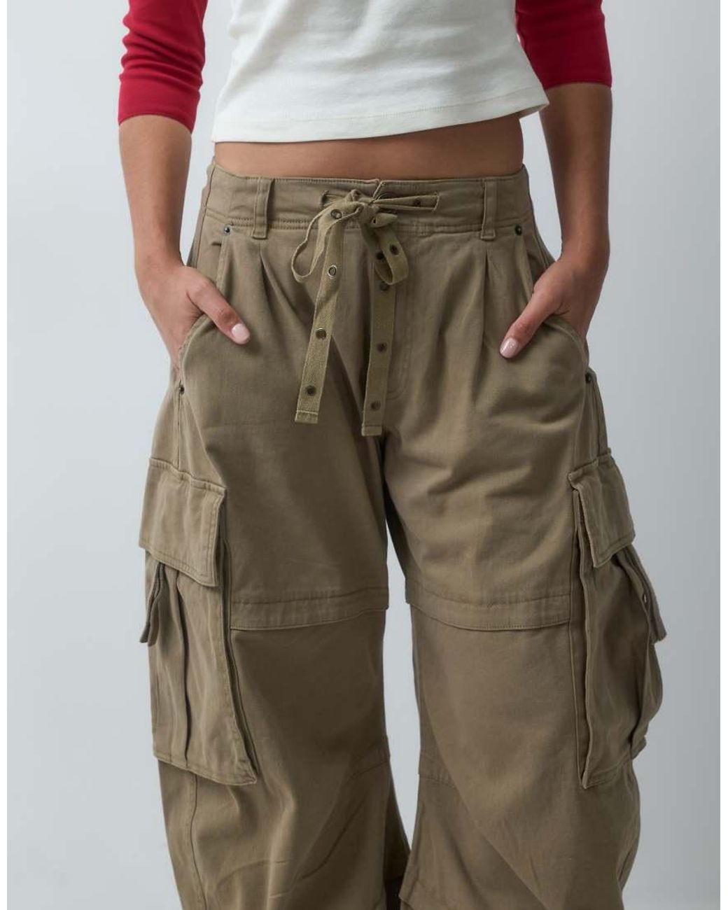 Free People Natural Reef Curved Cargo