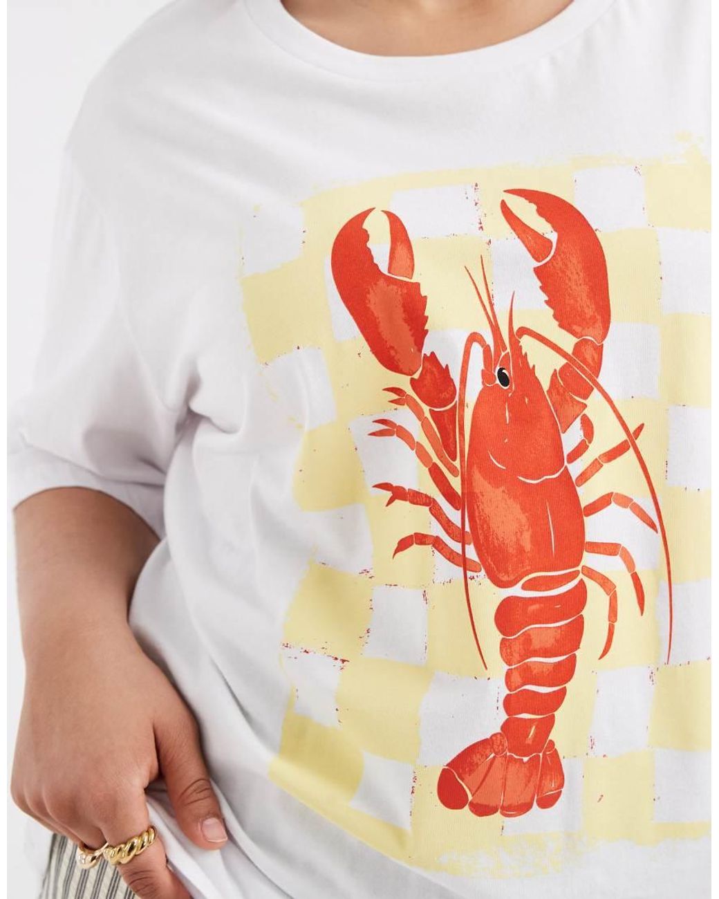 ONLY White Oversized T-shirt With Lobster Print