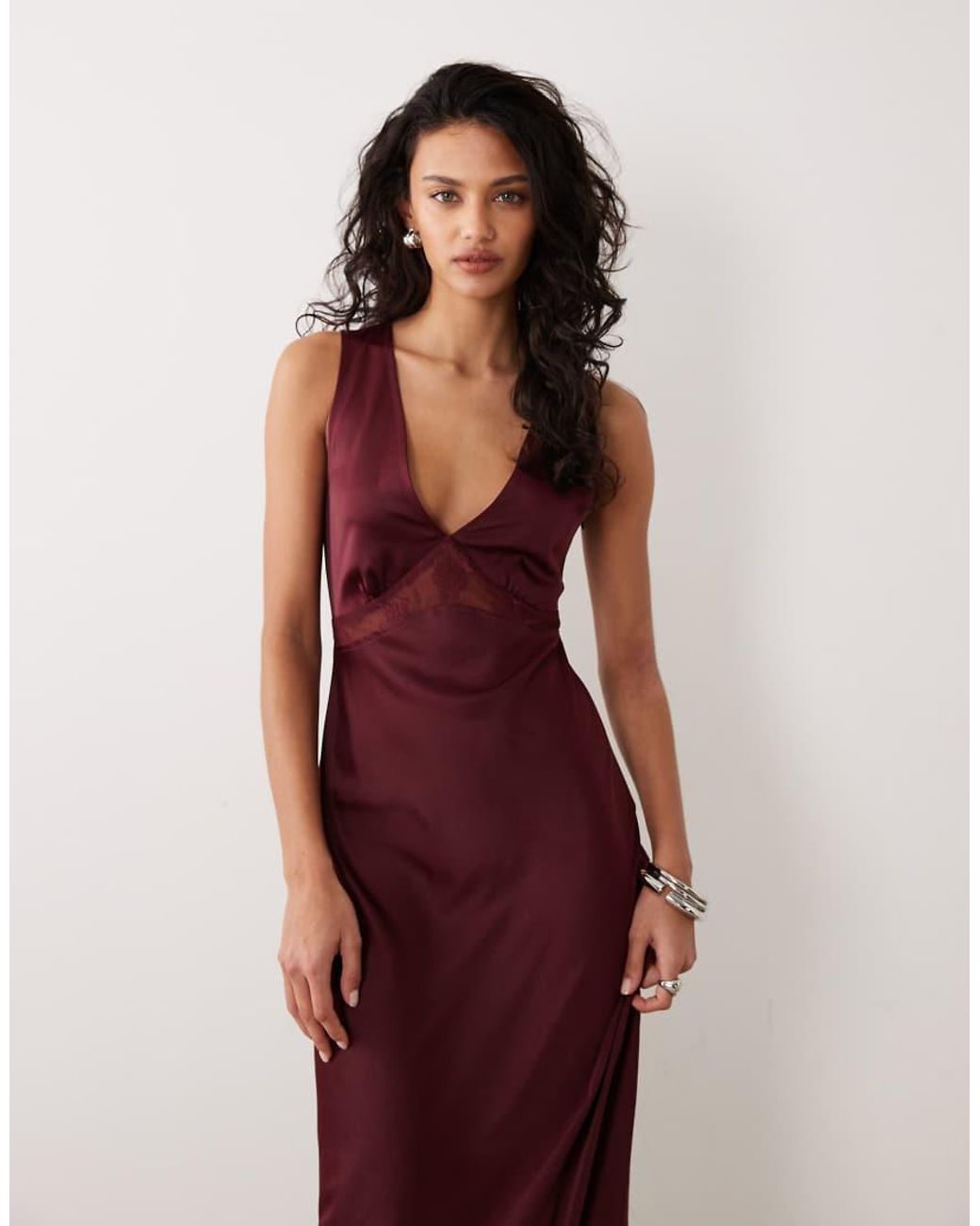 Motel Red Zarita Midaxi Satin Dress