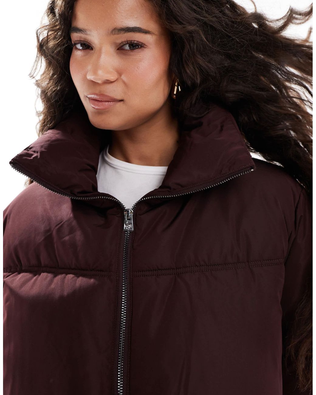 Miss Selfridge Red Mid Length Puffer Jacket