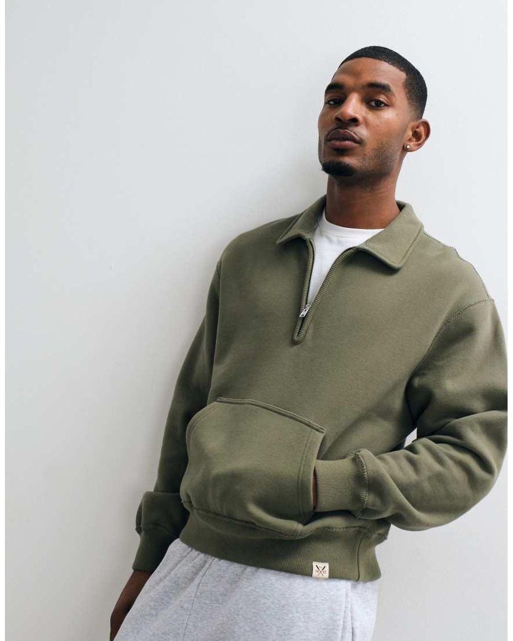 Abercrombie & Fitch Green 1/4 Zip Sweatshirt for men
