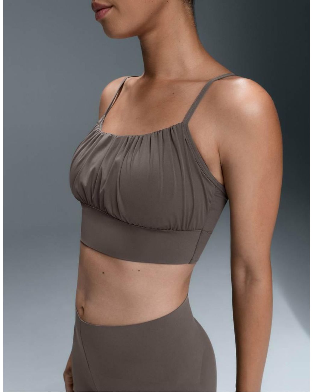Oysho Gray Ruched Light Touch Tank Top