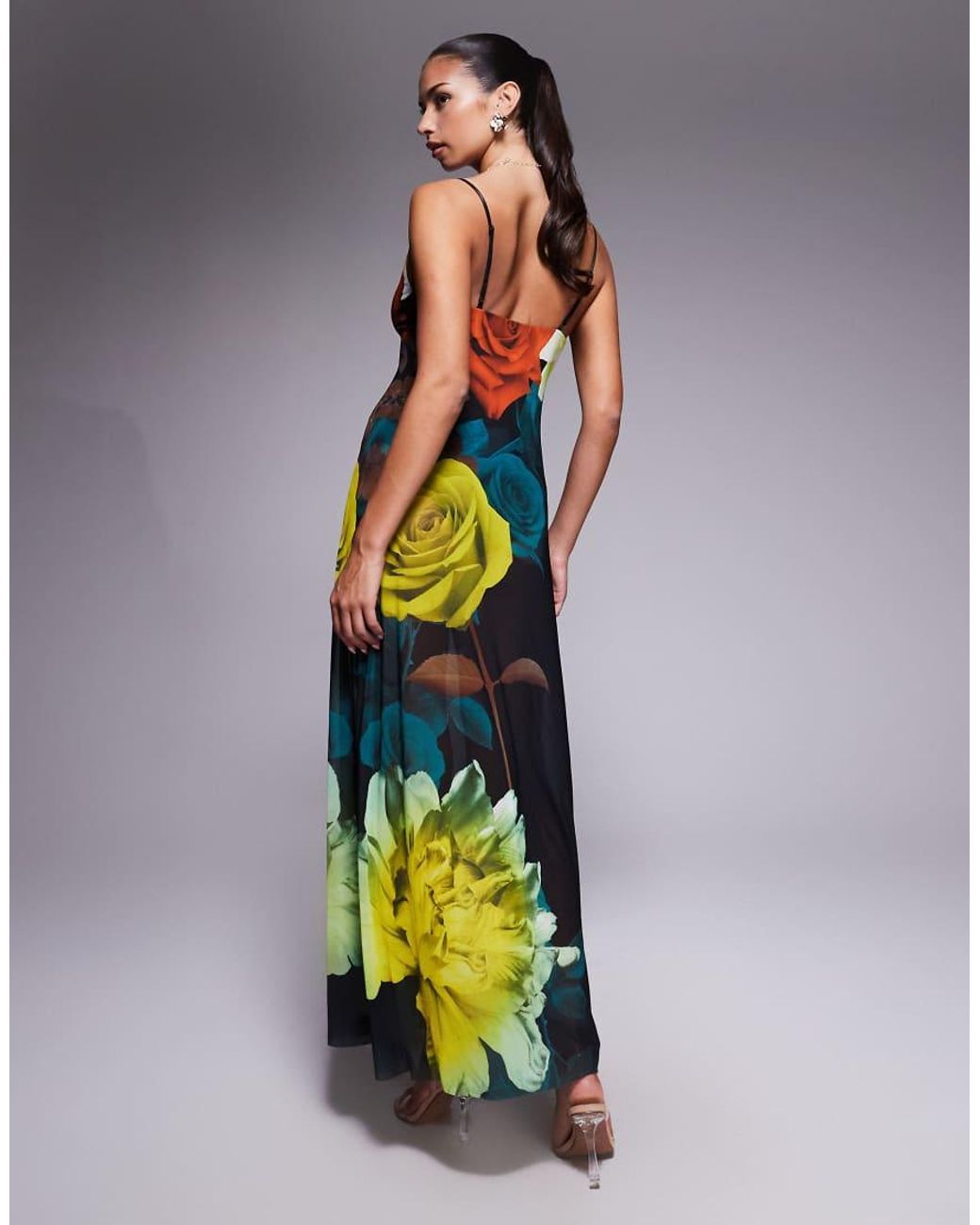AFRM Black Sheer Plunge Neck Maxi Dress