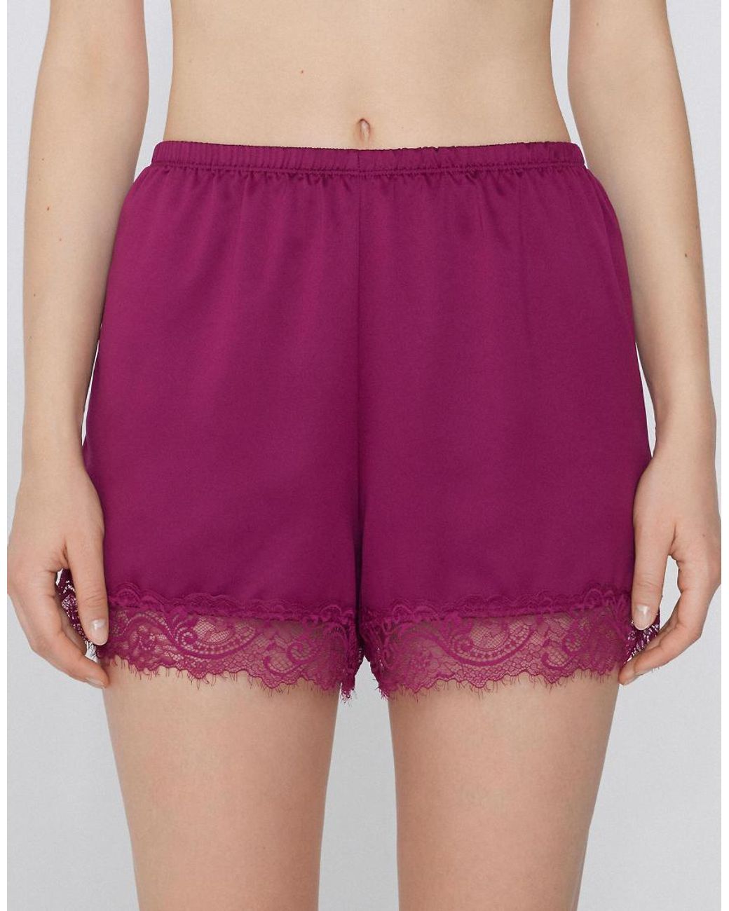 Tezenis Purple Satin And Lace Shorts
