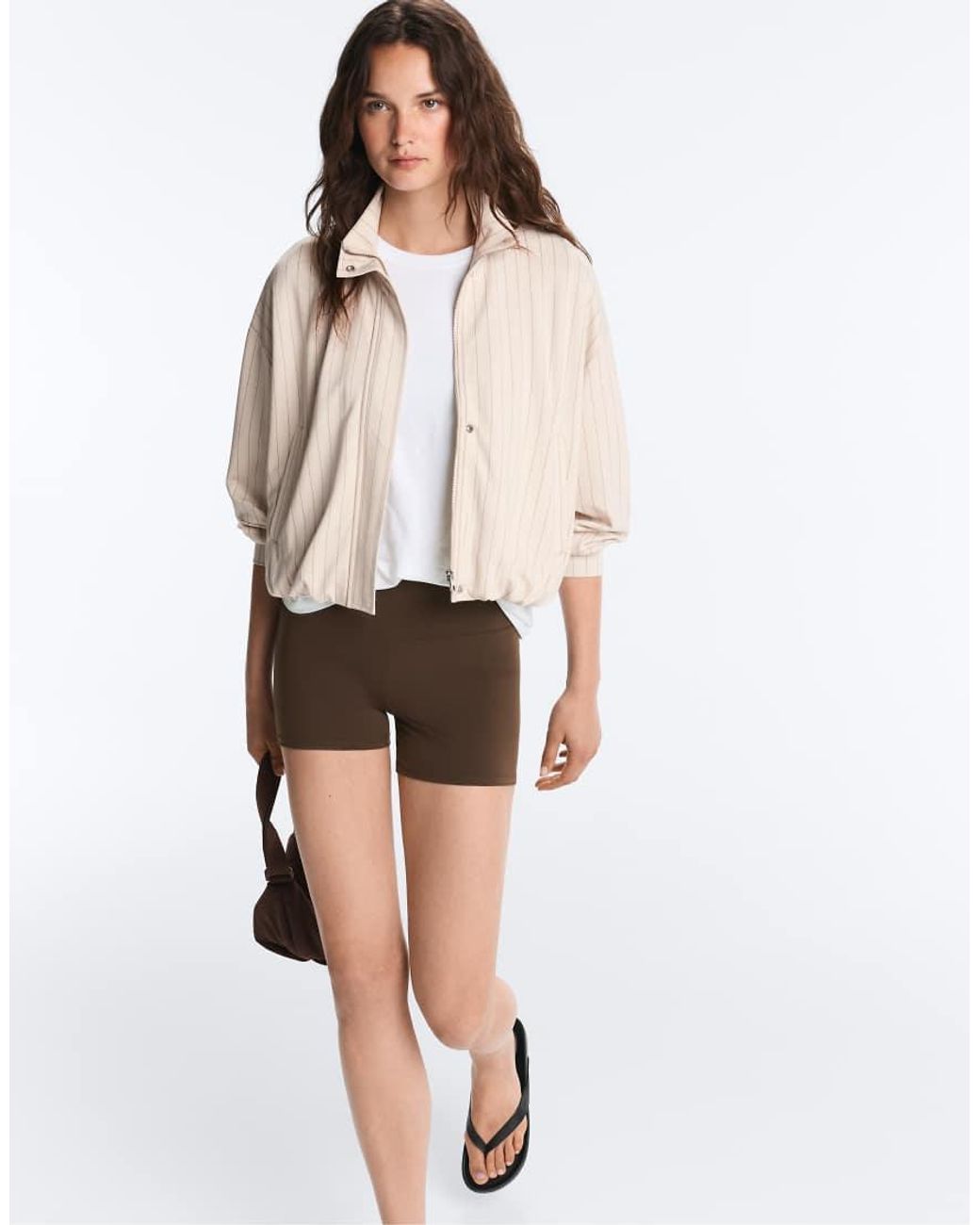 Oysho Natural Striped Jacket With Puffed Hem