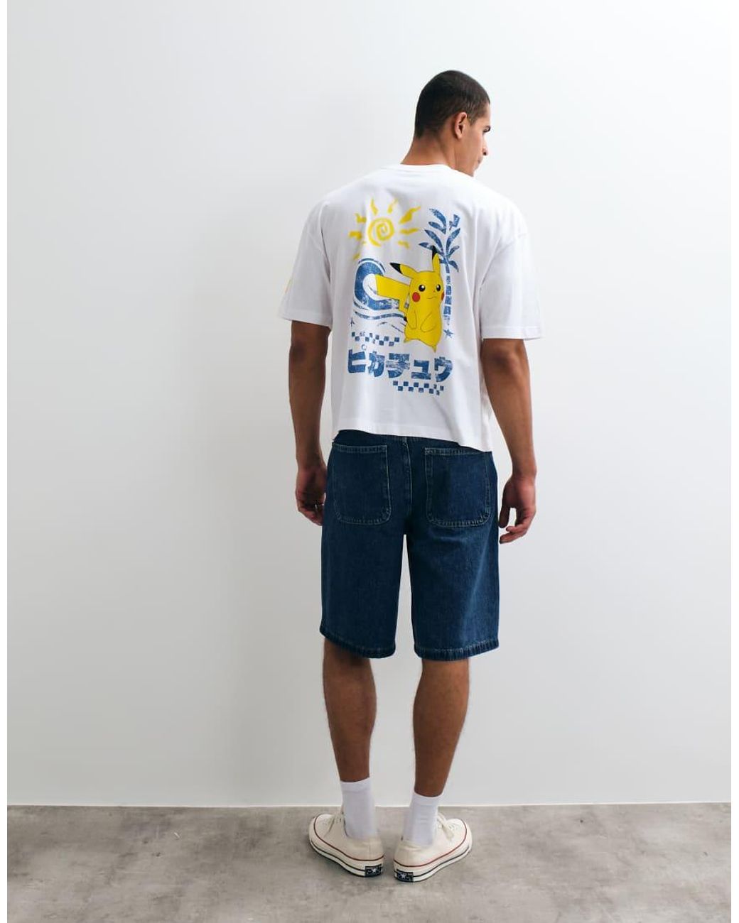 ASOS White Boxy Oversized Tee With Pokemon Pikachu Print for men