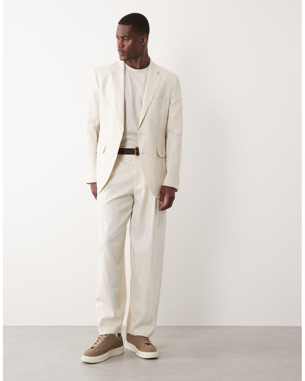 Mango Natural Amalfi 100% Linen Slim Fit Suit Blazer Co-ord for men