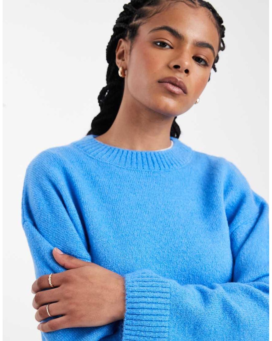 ASOS Blue Wide Sleeve Oversized Knitted Jumper