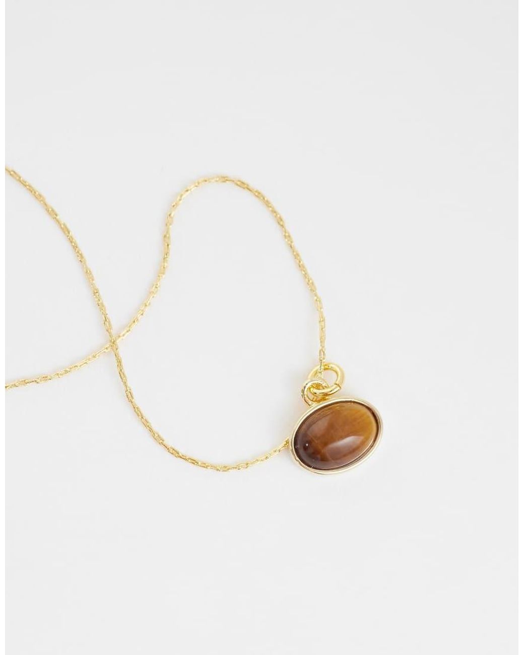 Orelia White Tigers Eye Charm Necklace