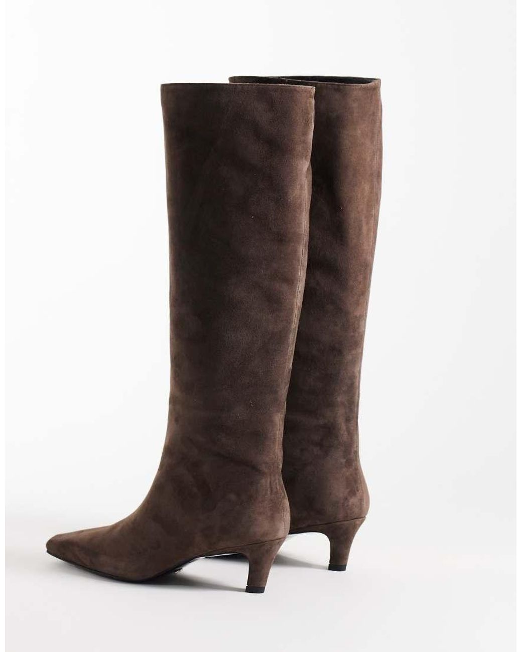Tony Bianco Brown Evysa Kitten Heel Square Toe Boots
