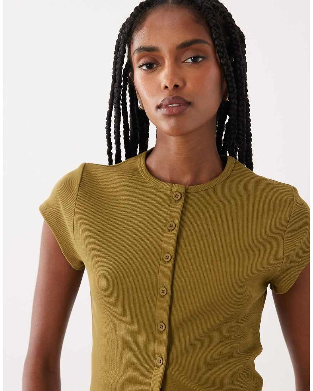 Miss Selfridge Brown Button Through Top