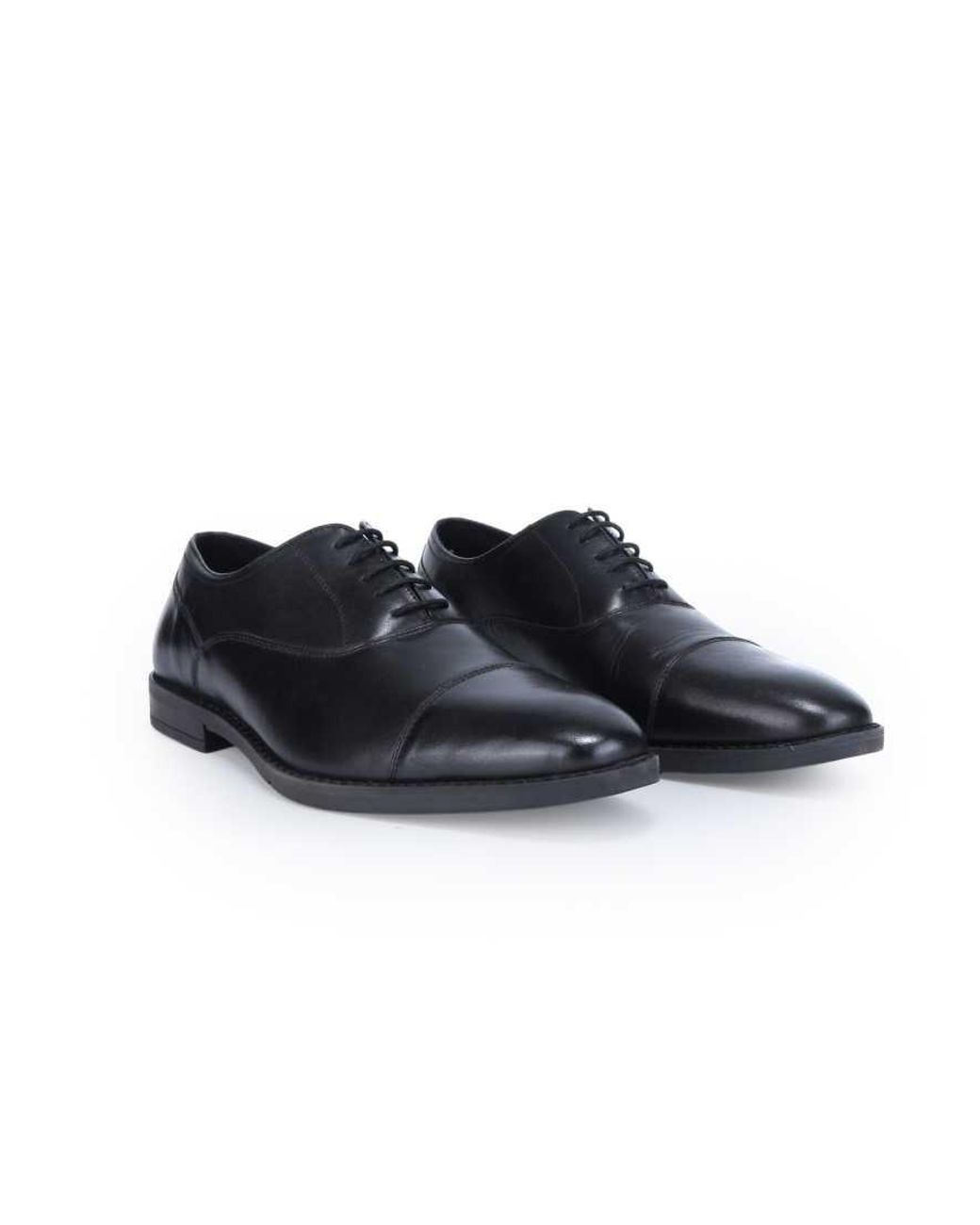 Thomas Crick Black Merlin Leather Oxford Toecap Shoes for men
