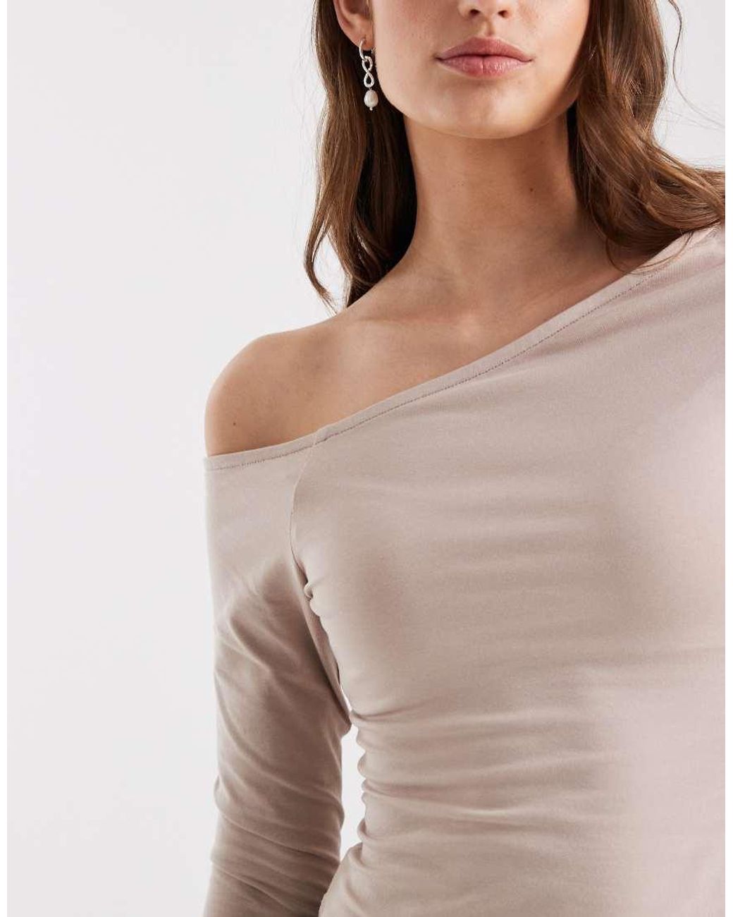 ASOS White Cotton Off Shoulder Long Sleeve Top