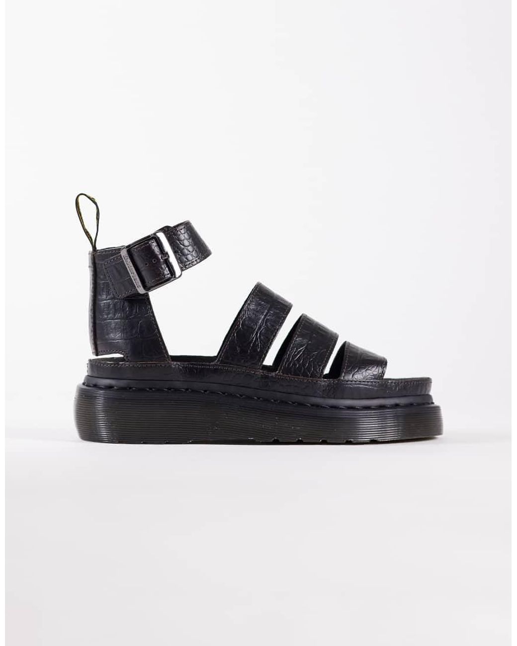 Dr. Martens Blue Clarissa Quad Sandal With Croc Embossed Detail