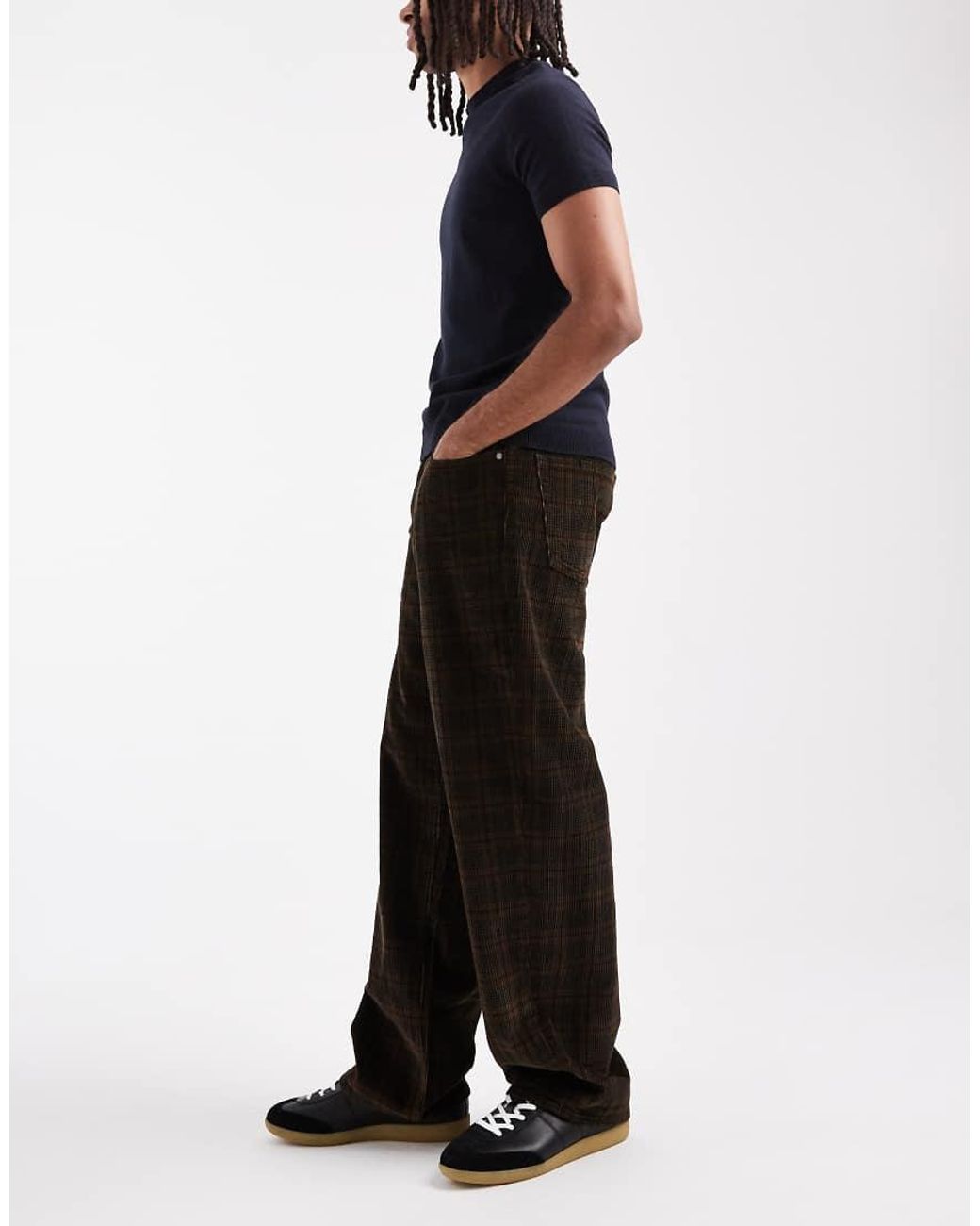 Levi's Black 578 baggy Fit Check Cord 5 Pocket Trousers for men