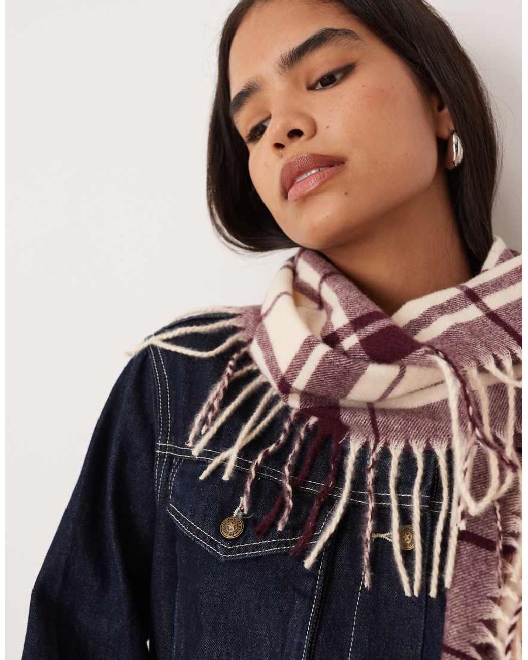 ASOS Blue Scarf With Side Fringing