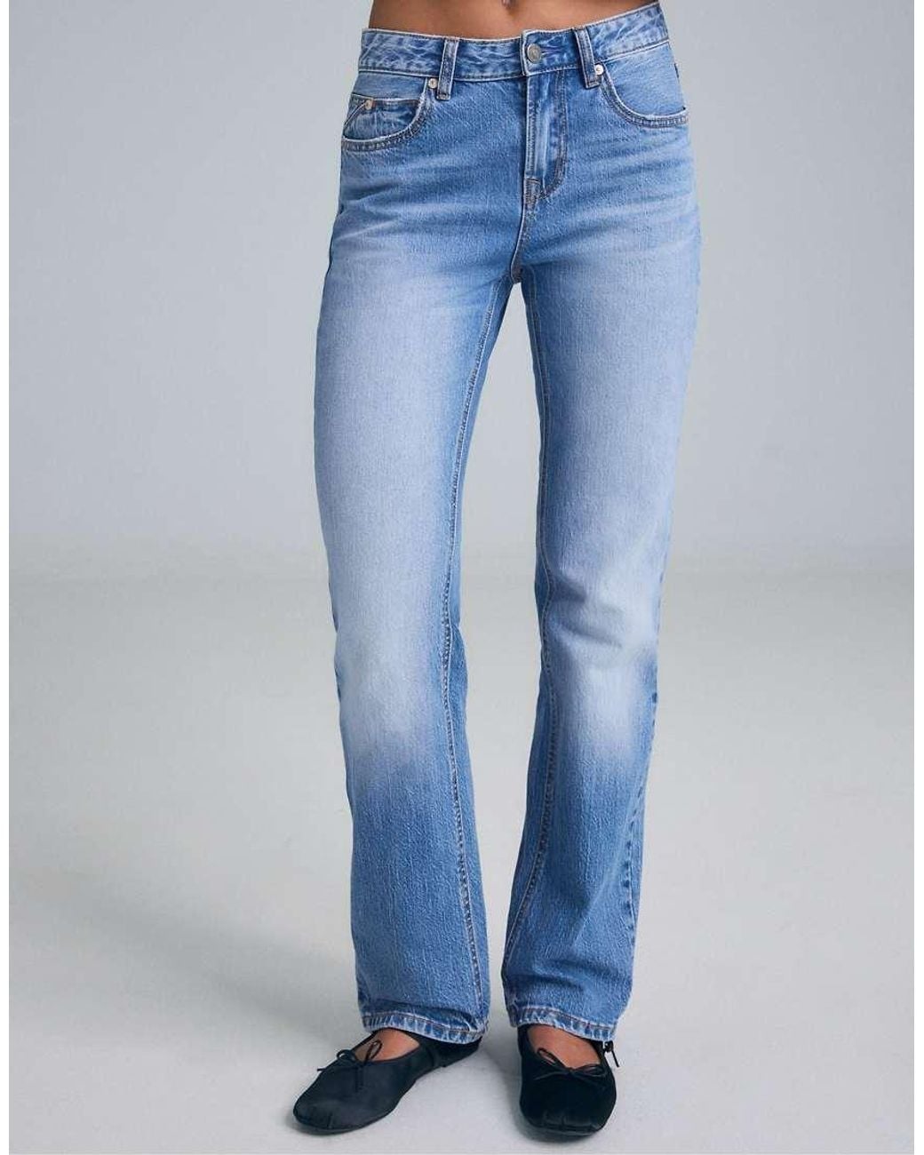 Stradivarius Red D98 Vintage Effect Straight-leg Jeans
