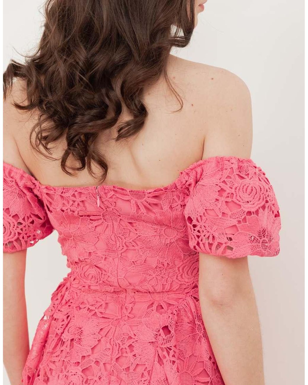 Maya Pink Short Sleeve Lace Midaxi Dress