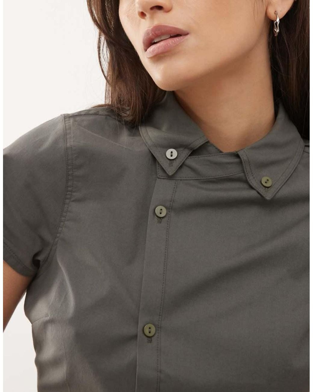 Collusion Gray Asymmetric Hem Fitted Shirt