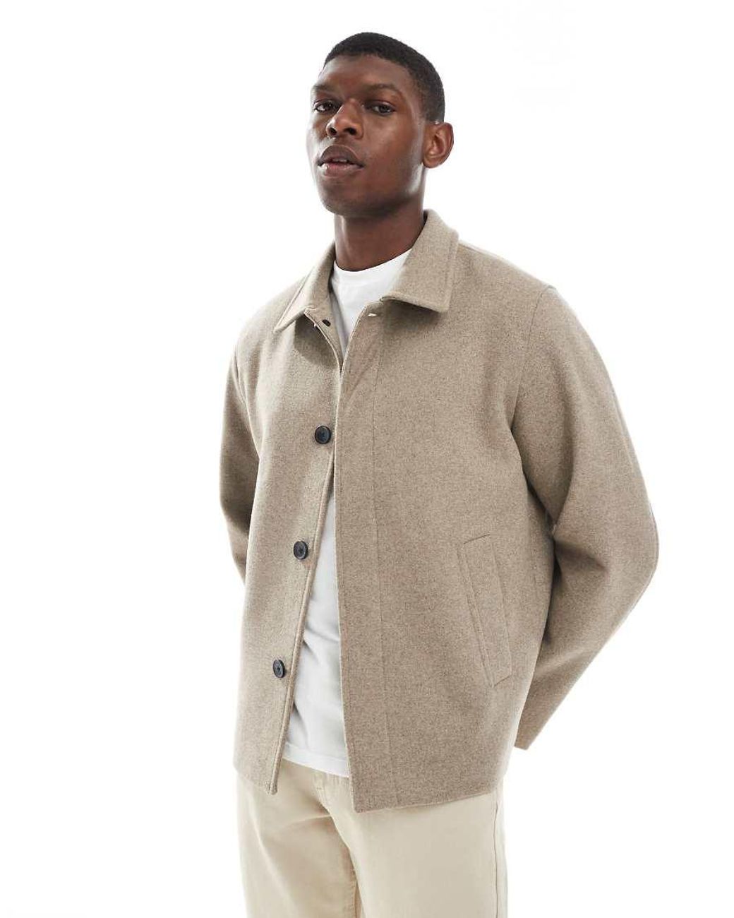 Jack & Jones Natural Boxy Wool Blend Jacket for men