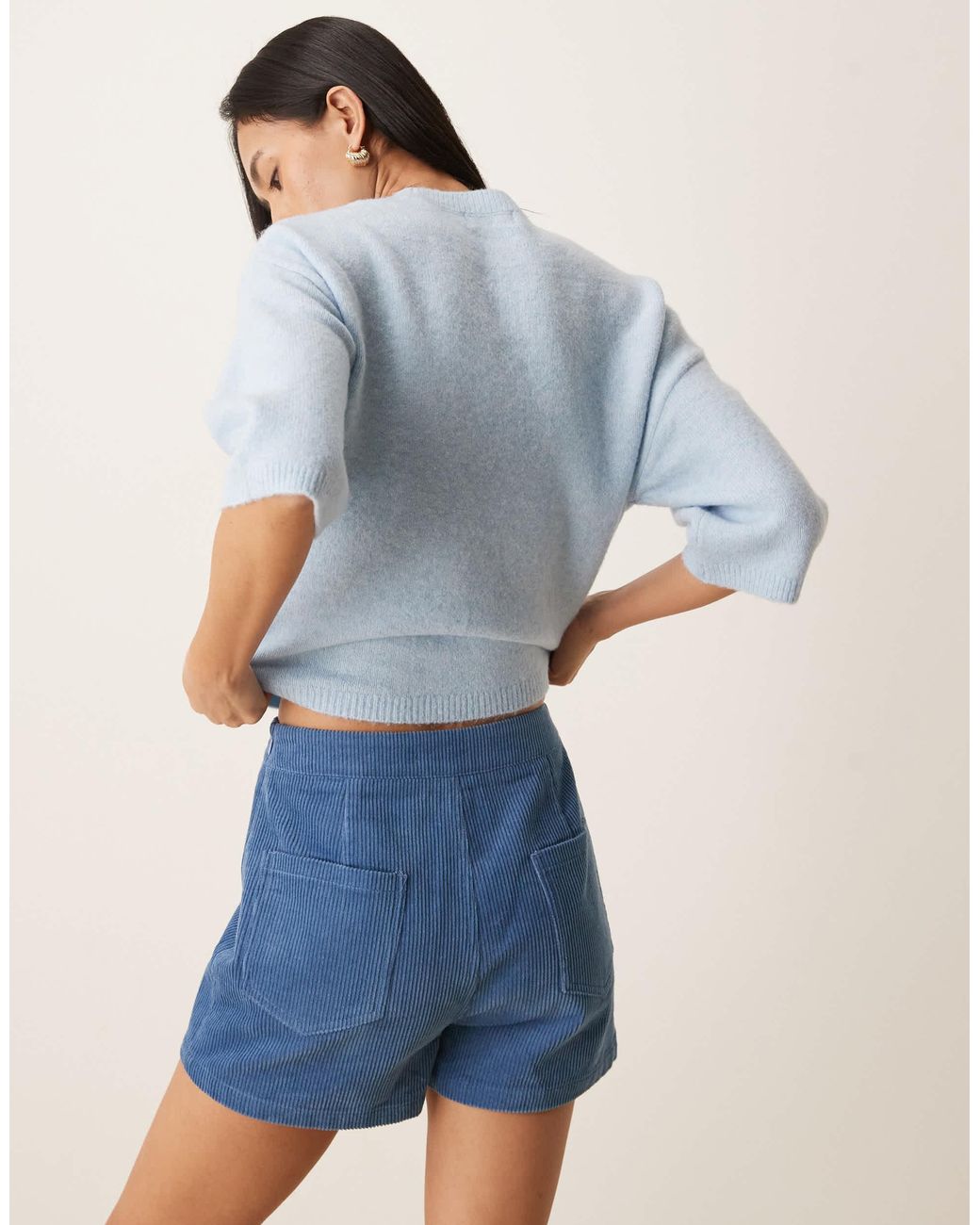 Threadbare Blue Cord Mini Skort