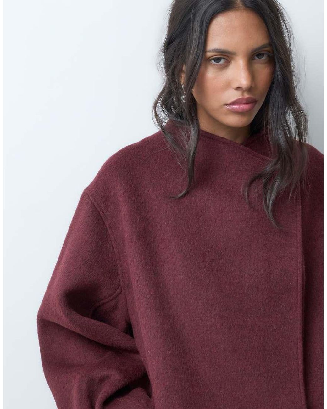 ASOS Purple Short Formal Waterfall Coat With Wool