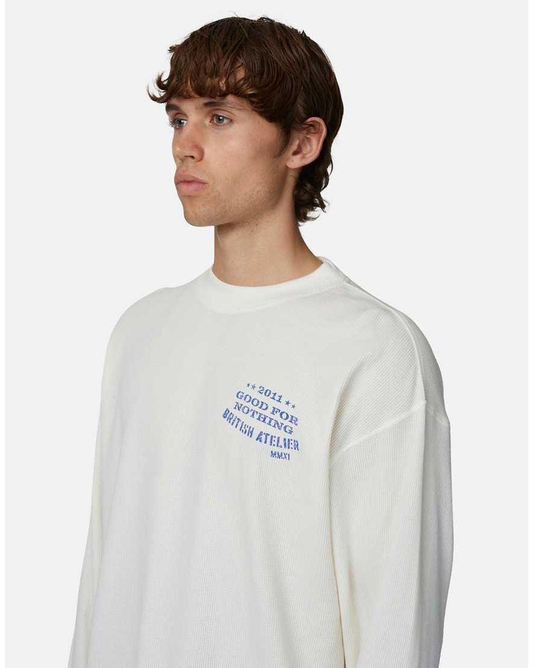 Good For Nothing White Long Sleeve Waffle Camo Tee for men
