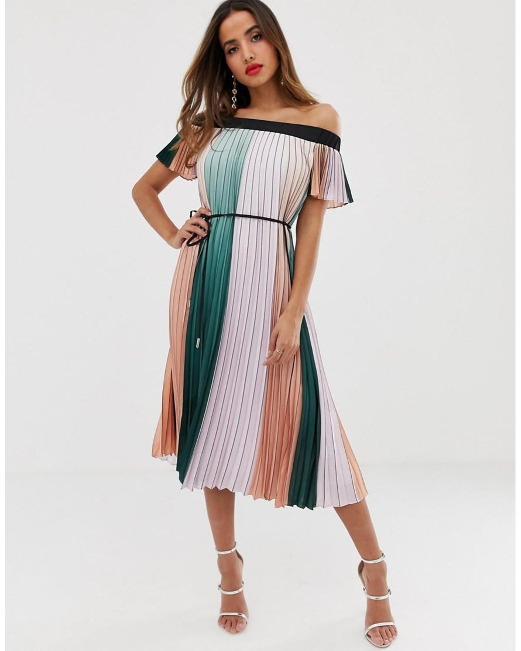 Ted Baker Colour Block Pleated Dress in Purple Lyst UK